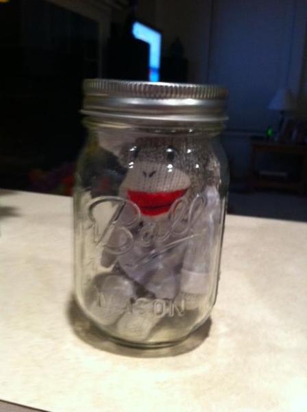We were making pickles; someone was clowning around.  Get out of the jar, Tripod!