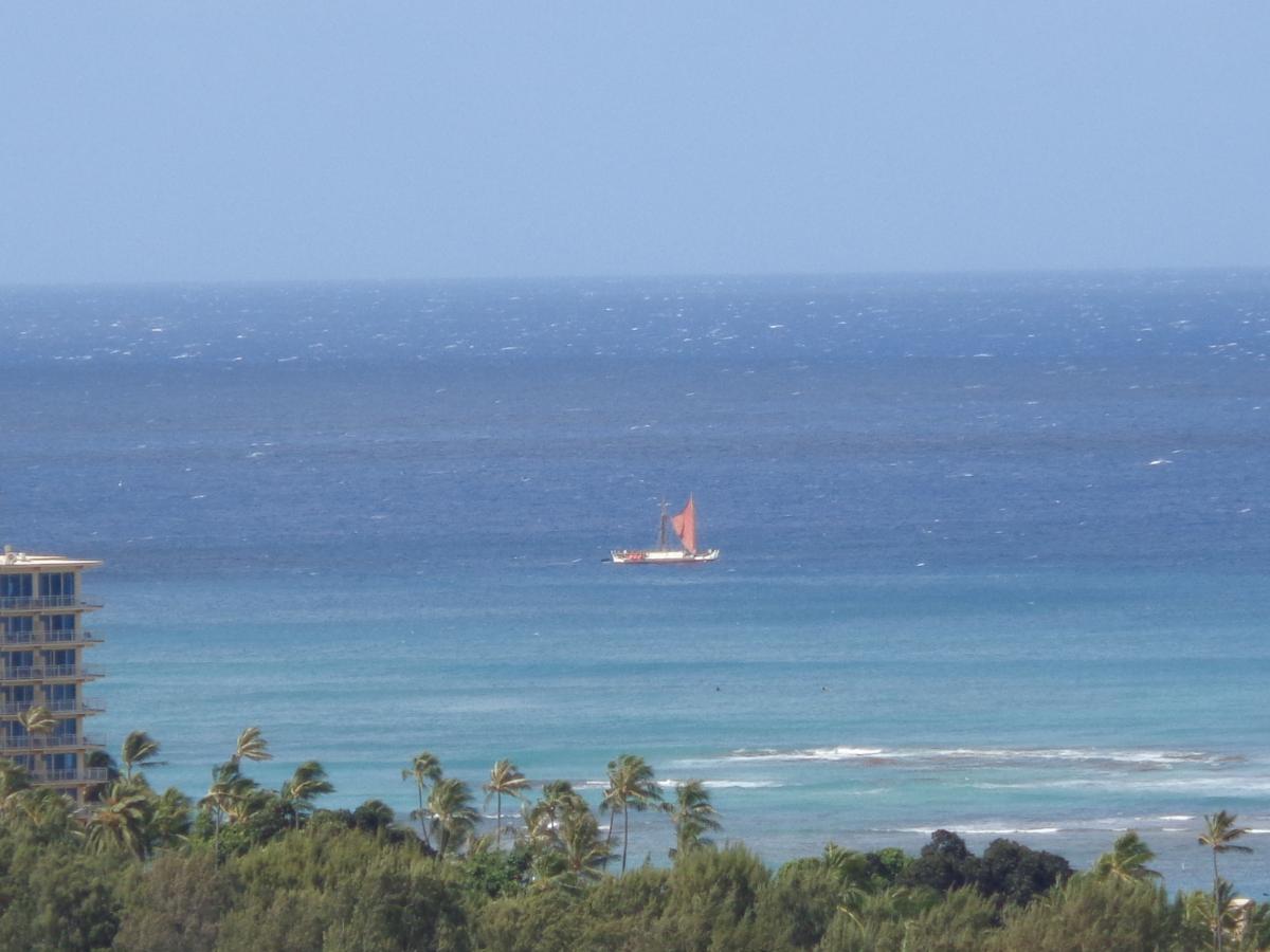 We were so very fortunate to see the Hokulea 
(http://www.hokulea.com/)
go past our place