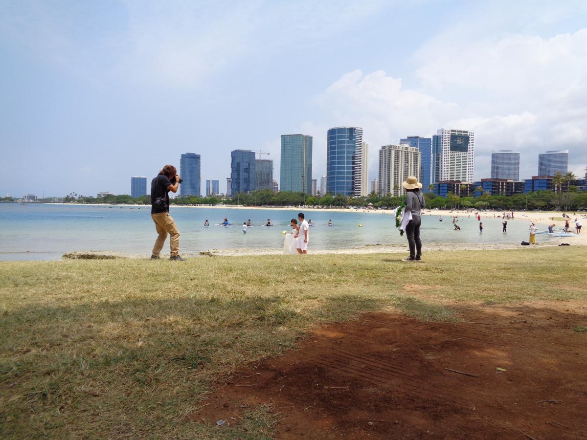 You'll see loads of couples from Japan here in Honolulu, having their weddings here.  There's a company that specializes in package deals for them, fr