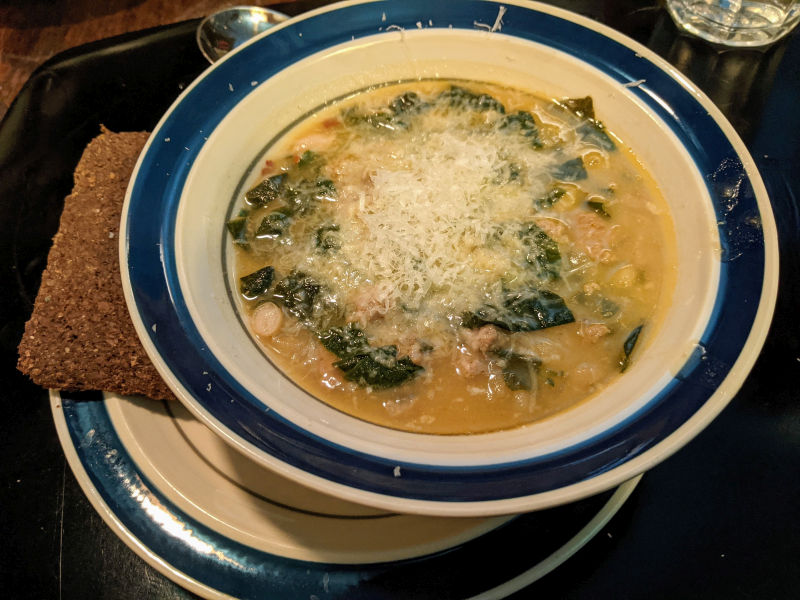 18 September, White bean and Italian sausage soup with rugbrød.jpg