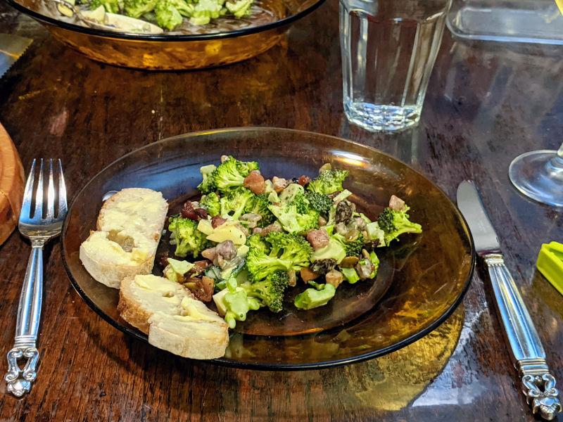 Broccoli salad with bacon and wholewheat baguette.jpg