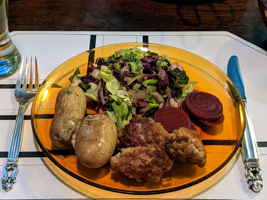 Frikadeller, potatoes, salad, and pickled beets 2.jpg