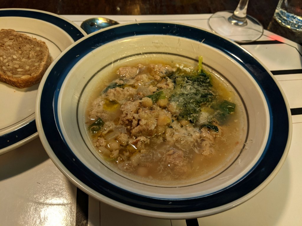 White bean and Italian sausage soup with wholegrain bread.jpg
