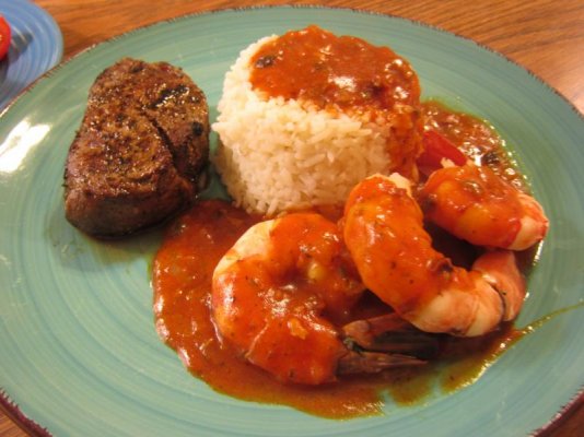Filet Mignon, Monster Prawns & Rice, Creole' Sauce.jpg