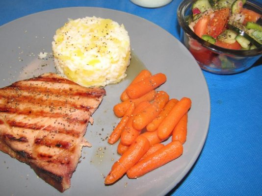 Ham Steak, Grilled, Pineapple Rice, Honeyed Carrots.jpg
