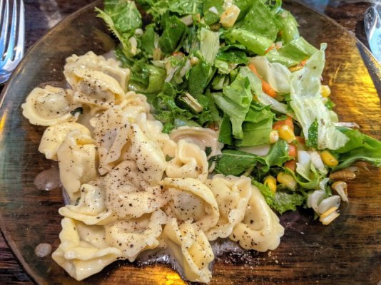 Tortellini in butter & sage sauce and a salad with vinaigrette.jpg