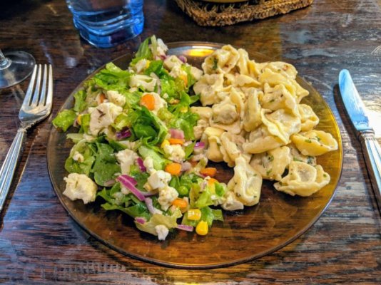 Tortellini with cream sauce and a salad.jpg