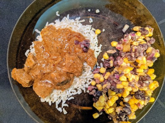 2021-09-03 Lamb Madras, brown basmati rice, and corn and bean salad, small.jpg