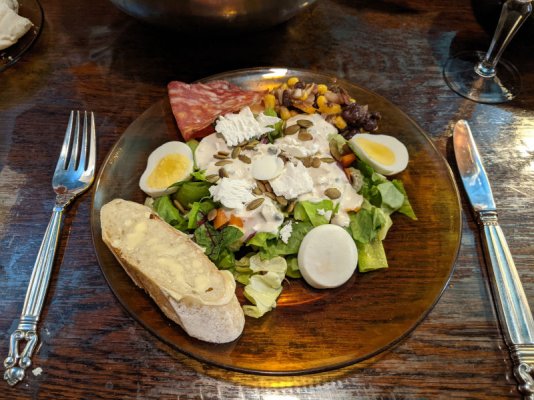Salad with eggs and chèvre, Stirling's plate.jpg