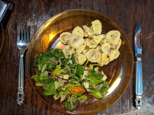 Tortellini in an Alfredo sauce and salad with homemade vinaigrette.jpg