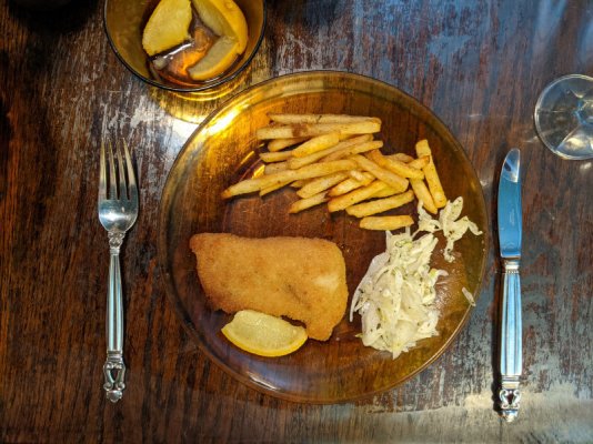 Fish and chips, Linda's plate.jpg
