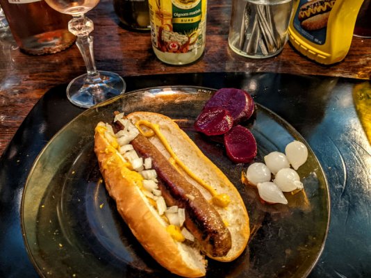 2021-12-22 Campfire sausages as hot dogs, pickled onions, and pickled beets 1 small.jpg