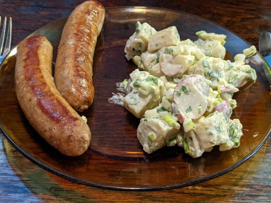 Italian sausages and potato salad.jpg
