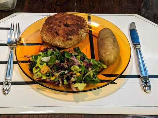 Ground pork cordon bleu with fingerling potatoes, and salad 2.jpg