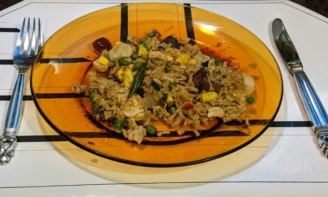 Fried rice with chicken, egg, fartichokes, and other veggies 2.jpg