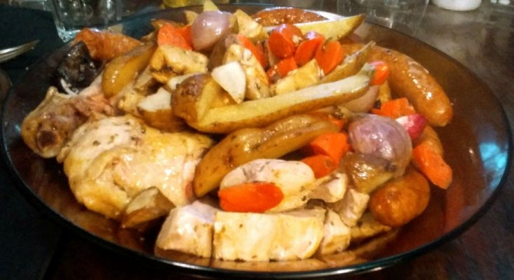 Chicken, Merguez, and veggies, roasted in the oven cropped.jpg