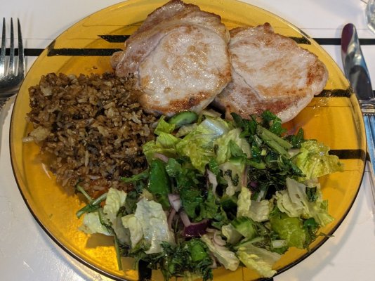 Pork chops, salad, and brown basmati rice.jpg