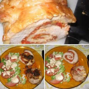 Pork roulade with sundried tomatoes, garlic, and rosemary