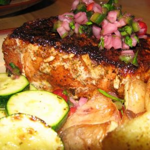 Chipotle-Rubbed Pork Chops with Red Currant Salsa