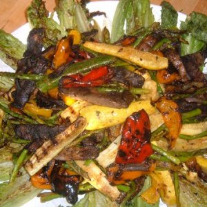 Grilled assorted peppers, zucchini, yellow squash, asparagus, portobello mushrooms, and romaine