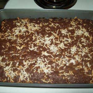 Coconut Chocolate Chip Brownies