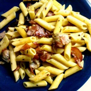 Bacon and Ham Penne Pasta