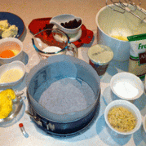 Ingredients for Almond Cheesecake with Marzipan Base