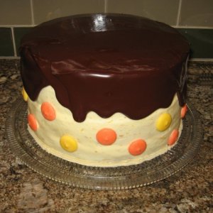 Marys Big B-Day Cake | Orange infused layer cake coated with chocolate ganache

2 buttered and floured 9 inch cake pans
oven - 375

1/2 C butter
2 egg