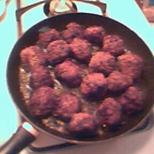 Fried Greek meatball with a hint of mint at the end.