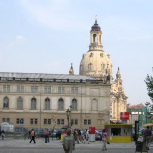 The Frauenkirche in Dresden in the east