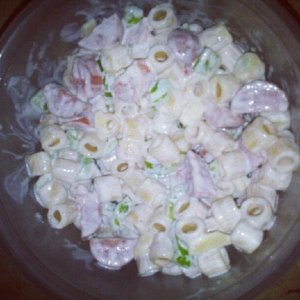 low fat pasta salad, with low fat yogurt not mayonnaise