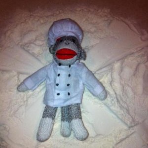 Making "flour angels" while nobody's looking!