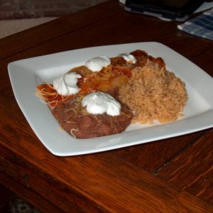 Cheese enchilada, beans and rice 002