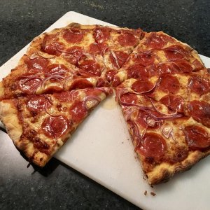 Pepperoni and Red Onion Pizza
