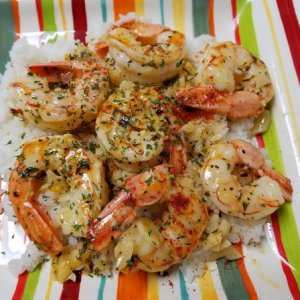 Scampi over rice