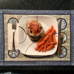 Stuffed Boneless Pork Chops and Glazed Carrots