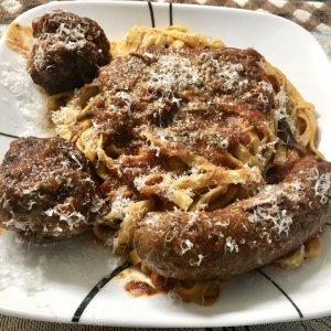 Sunday Ragu with Sausages and Meatballs