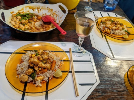 Click image for larger version

Name:	Szechuan Pepper chicken and vegi stir fry on brown rice and white wine.jpg
Views:	11
Size:	172.6 KB
ID:	50425