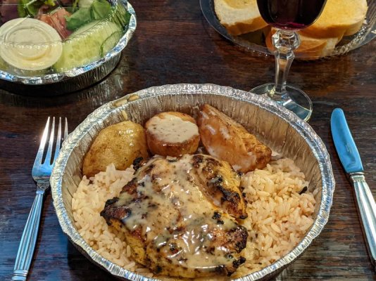 Click image for larger version

Name:	2021-12-18 Supper from La Porte Grecque, oregano chicken.jpg
Views:	14
Size:	109.0 KB
ID:	50469