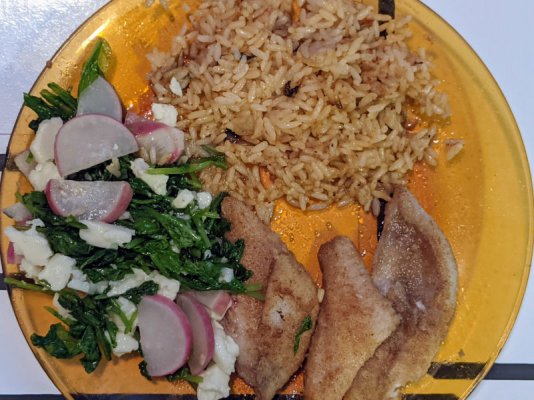 Click image for larger version

Name:	Ocean perch, sautéed radish and radish greens, and reheated rice pilaf.jpg
Views:	12
Size:	162.5 KB
ID:	52336