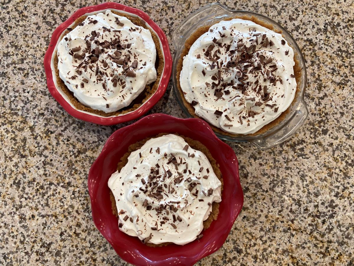6 inch Homemade Chocolate Cream Pies, with from scratch pudding