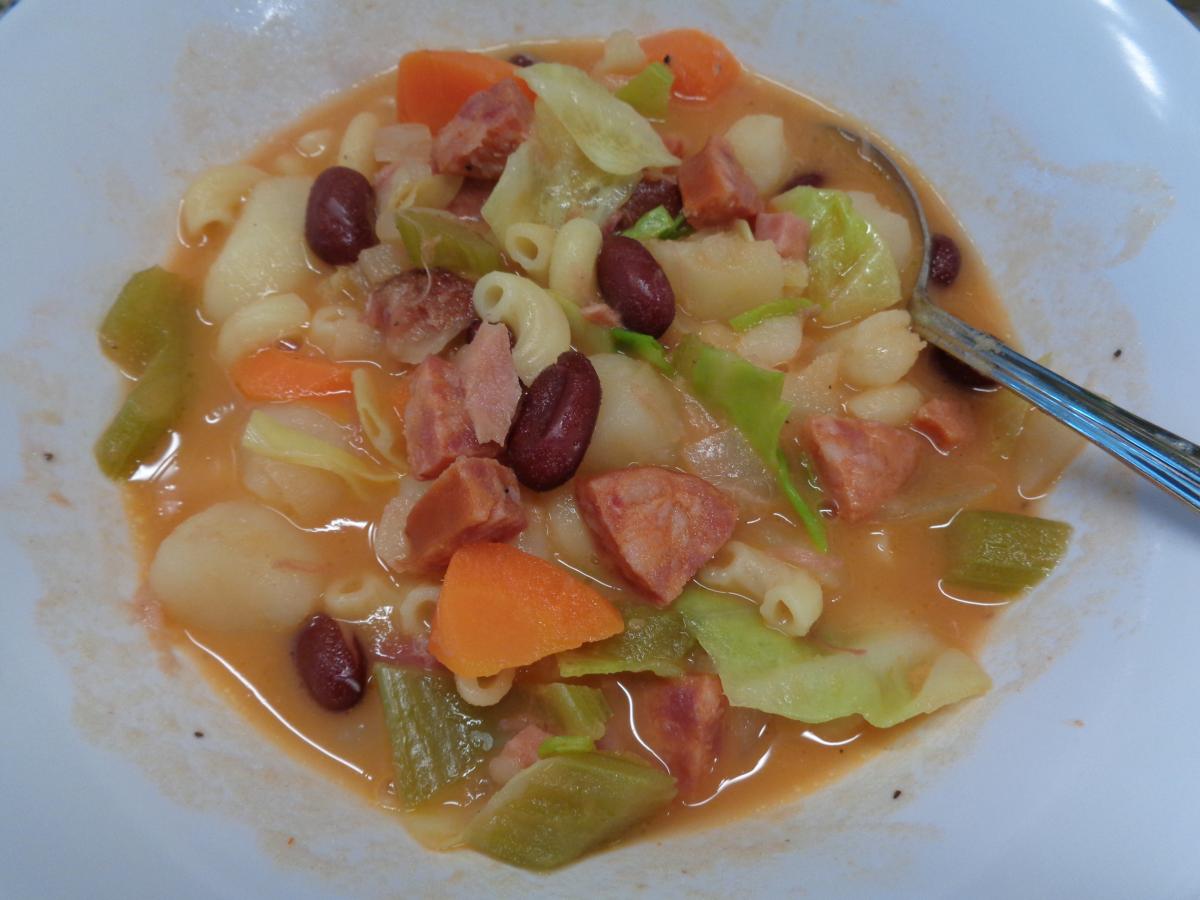 Another bowl of Portuguese Bean Soup, a Hawaii staple when it gets cold outside.