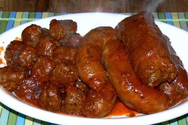 braciole sausage meatballs