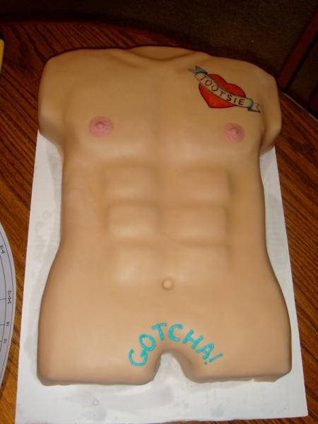 DH's Aunt wanted a naked man for her 61st birthday, so we obliged.