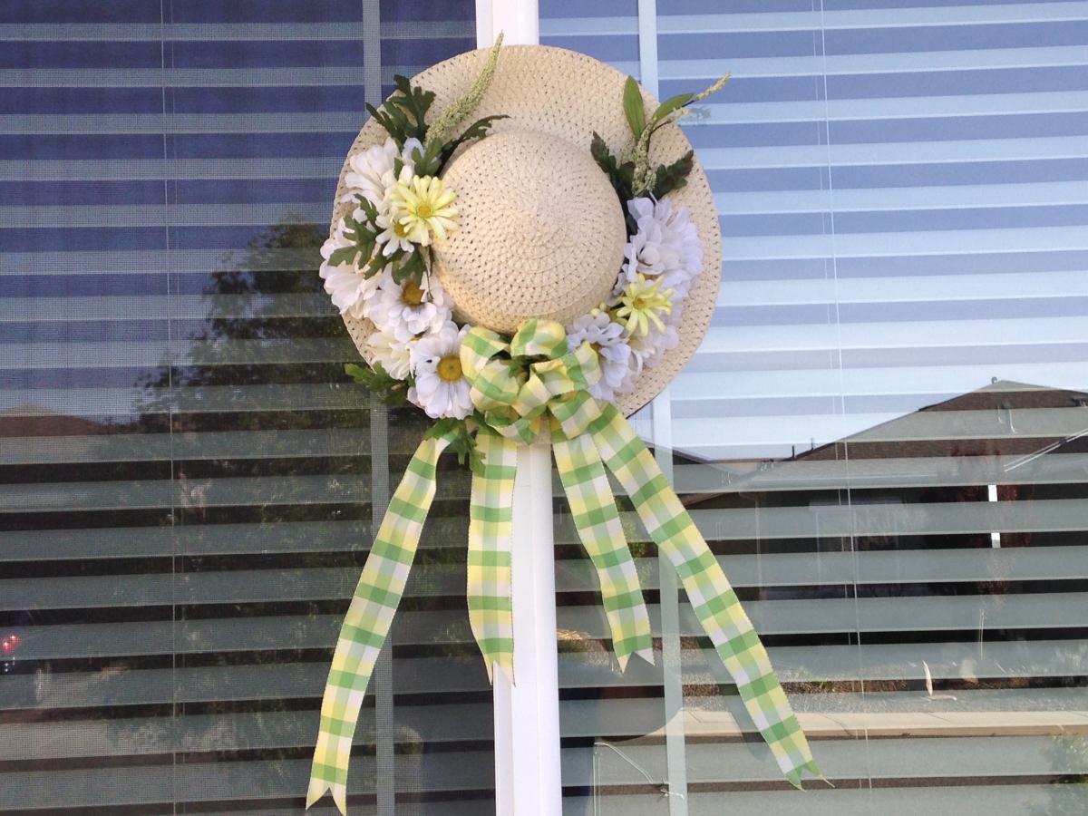 Easter Bonnet Window Décor all from the Dollar Tree