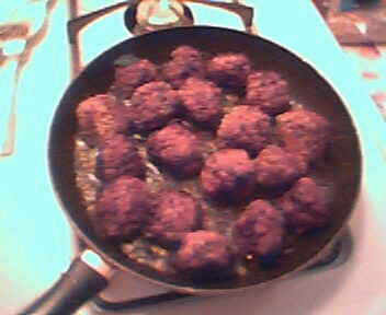 Fried Greek meatball with a hint of mint at the end.