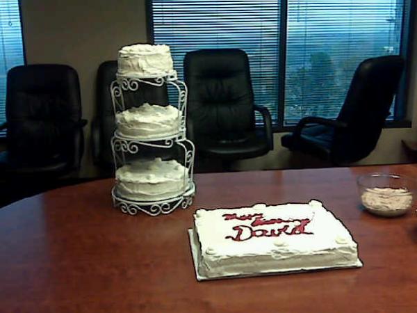 Ginormous Red Velvet Cake I made for BF's boss.  (But no pressure...)