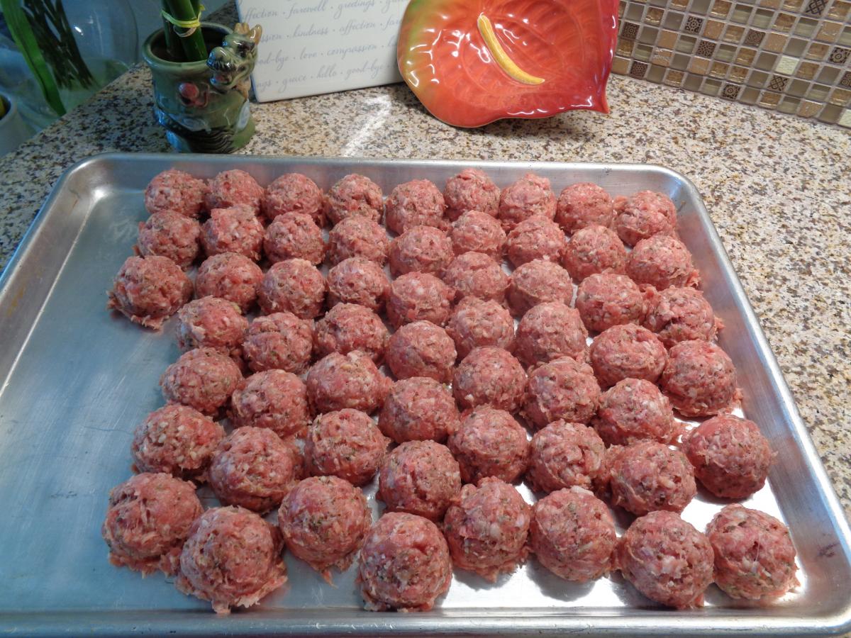 Handmade Meatballs, I mean if you're going to make a few, make three pounds worth.