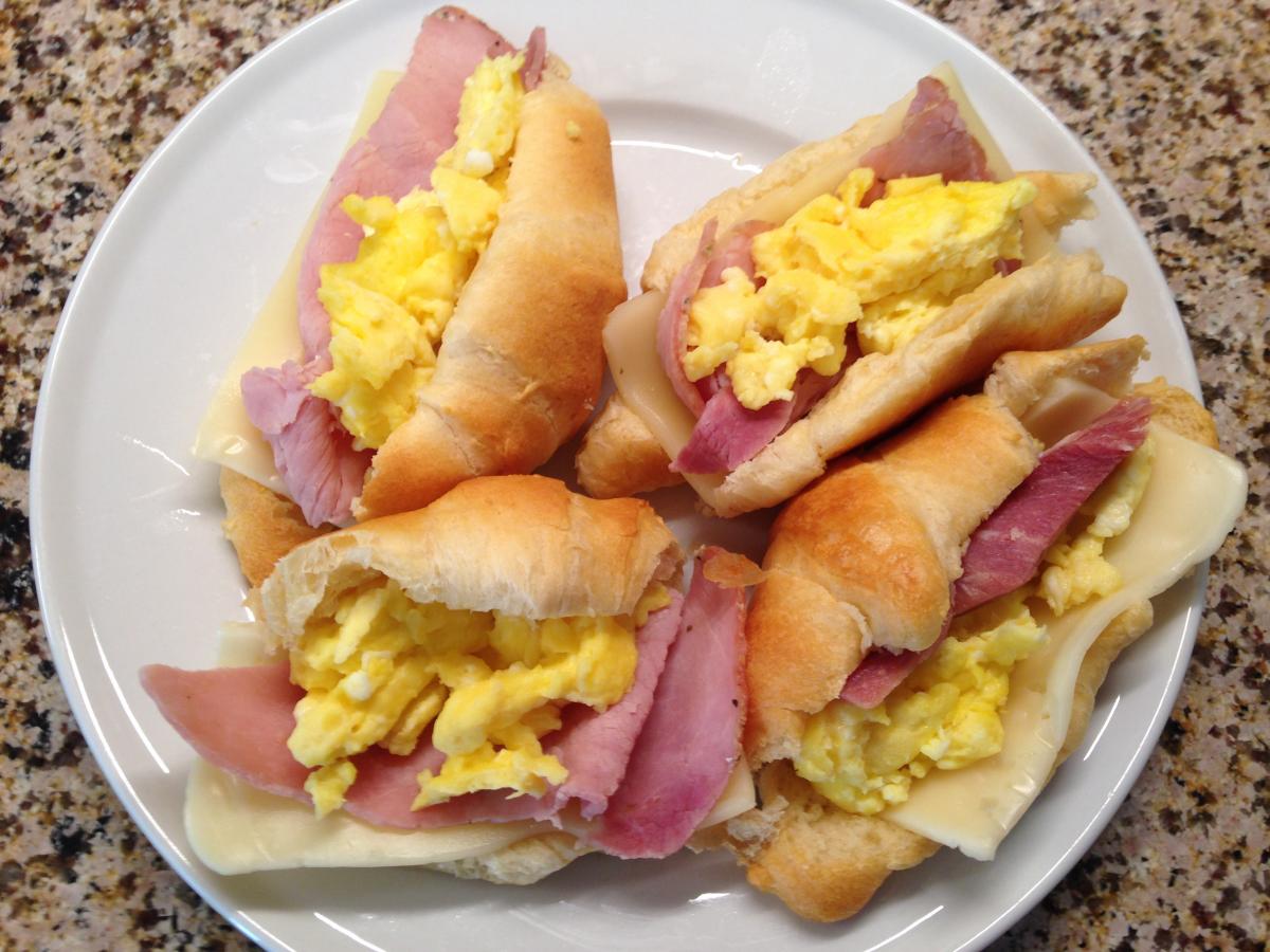 Leftover Pillsbury Crescent Rolls make for a great Breakfast Sandwich!