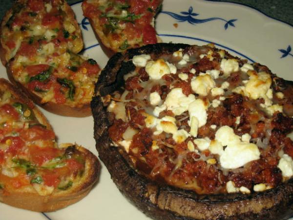 Mexican Bruschetta & Grilled Portobello Pizza